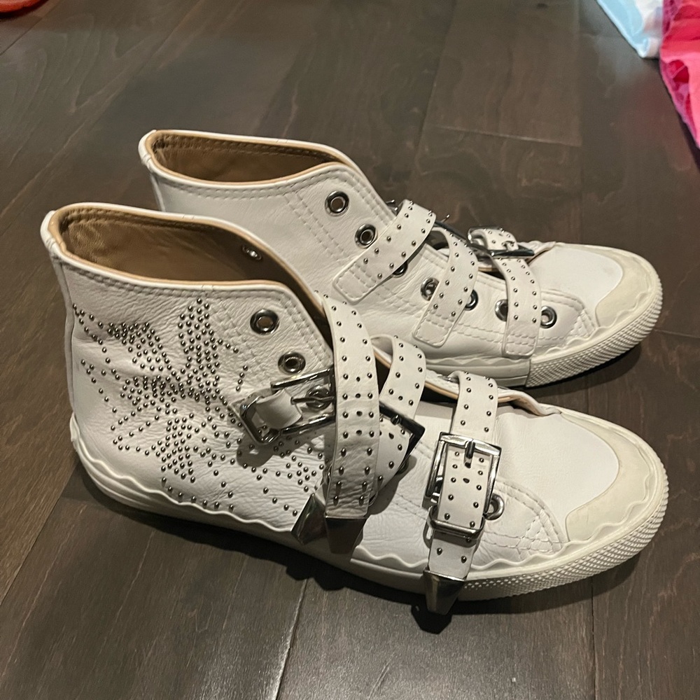Chloe white studded sneakers